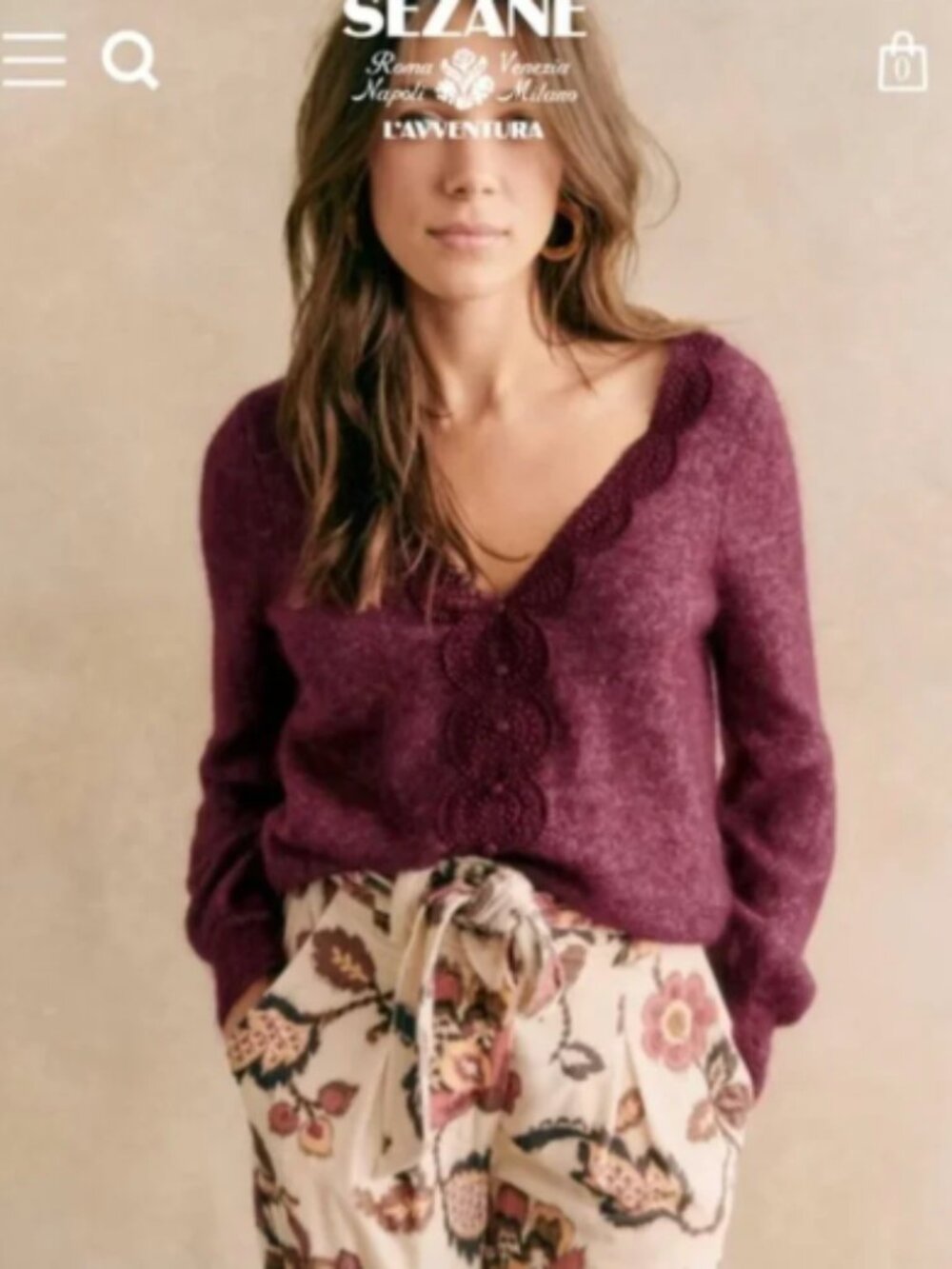 Sezane Henria Burgandy cardigan